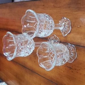 VINTAGE HOME INTERIORS SET OF 3 GLASS CANDLE HOLDERS